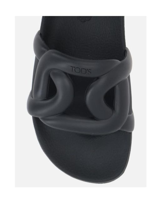 Tod's Black Cut-Out Logo-Detail Slides