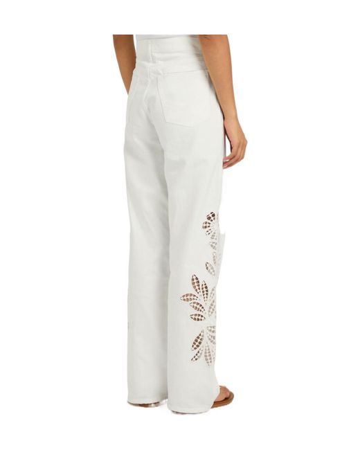 Rag & Bone White Embroidered Straight-Leg Jeans