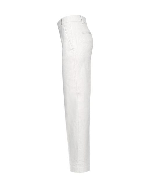 Pinko White Cropped Straight-Leg Trousers