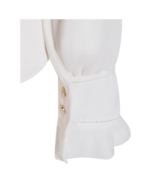 Alberta Ferretti White Ruffled Lace Shirt