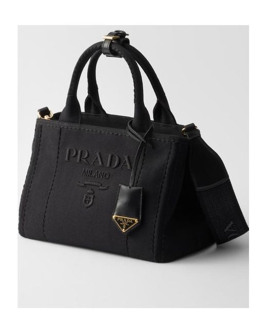 Prada Black Small Cotton Canvas Handbag
