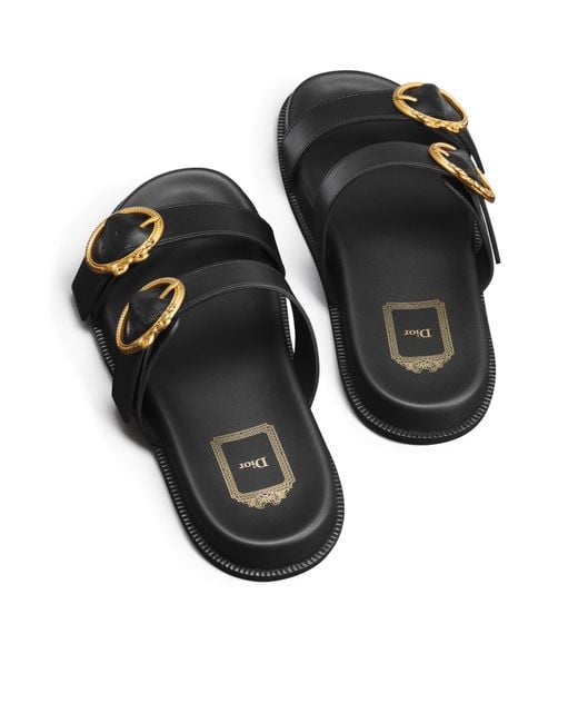 Dior Black Round-Toe Flat Sandals