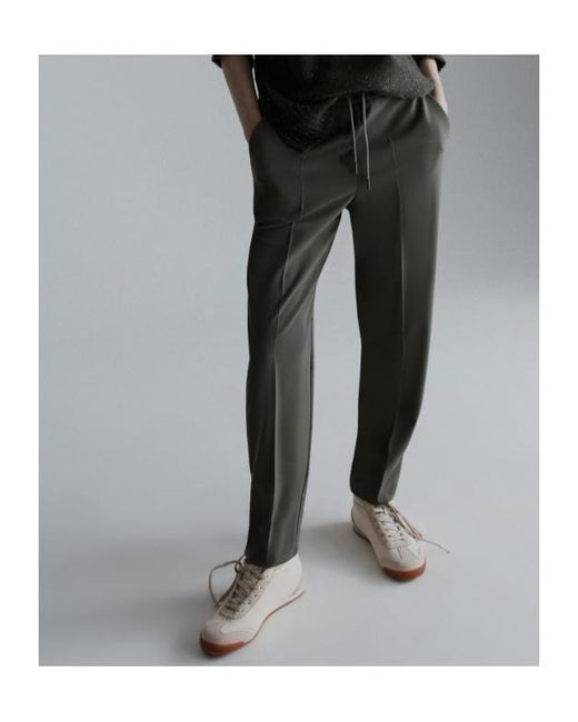 Marella Gray Stretch Twill Joggers