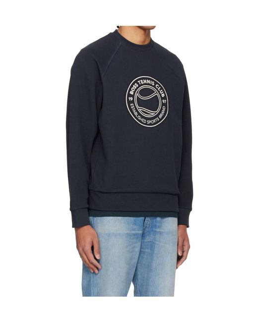 Boss Blue Salbo Tennis Club Graphic Sweatshirt for men