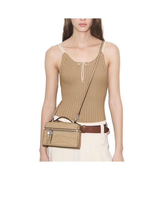 Tory Burch Natural Crocembossed Boxshaped Bag