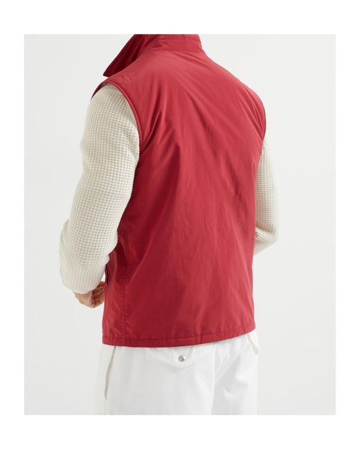 Brunello Cucinelli Red Thermore Button-Up Gilet for men