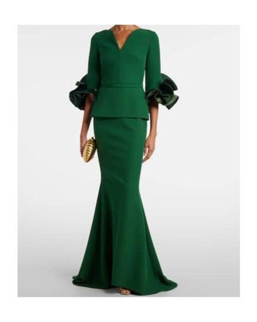 Safiyaa Green Clemenza Crepe Gown