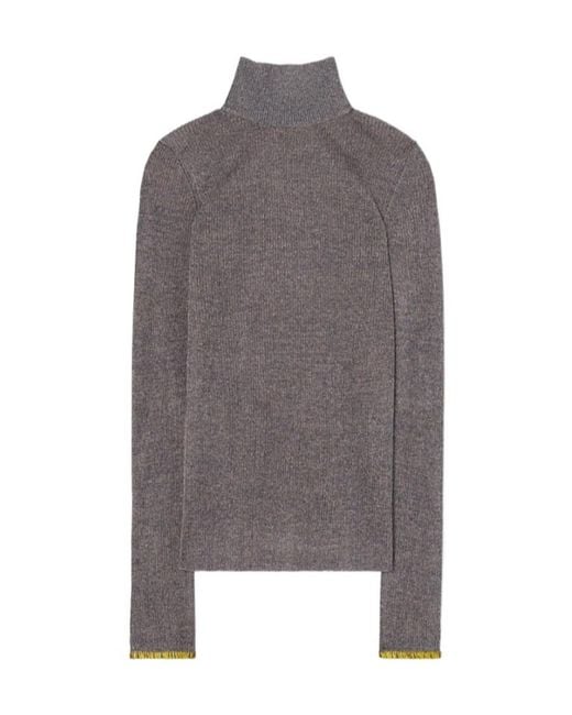 Tory Burch Gray Lurex Turtleneck Jumper