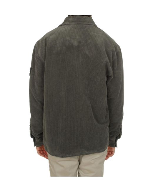 Stone Island Gray Corduroy Overshirt for men