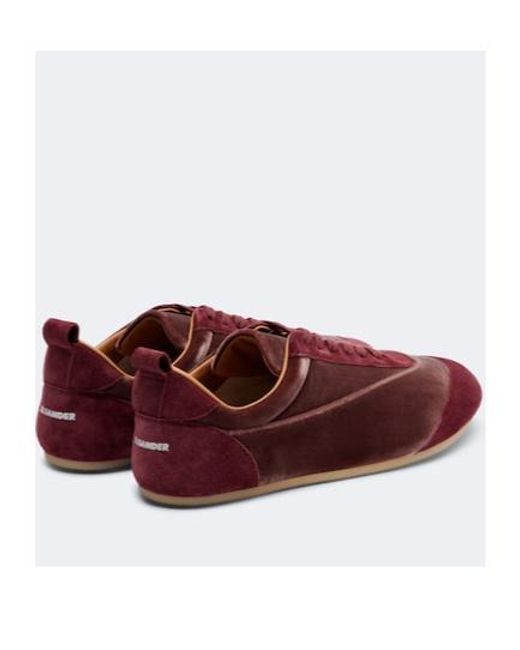 Jil Sander Red Etage Suede-Trimmed Velvet Sneakers