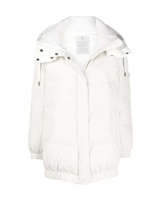 Brunello Cucinelli White Rhinestone-Embellished Padded Jacket