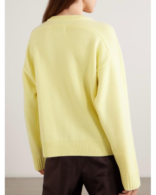 Loulou de Saison Yellow Aidar Merino Wool And Cashmere-Blend Cardigan