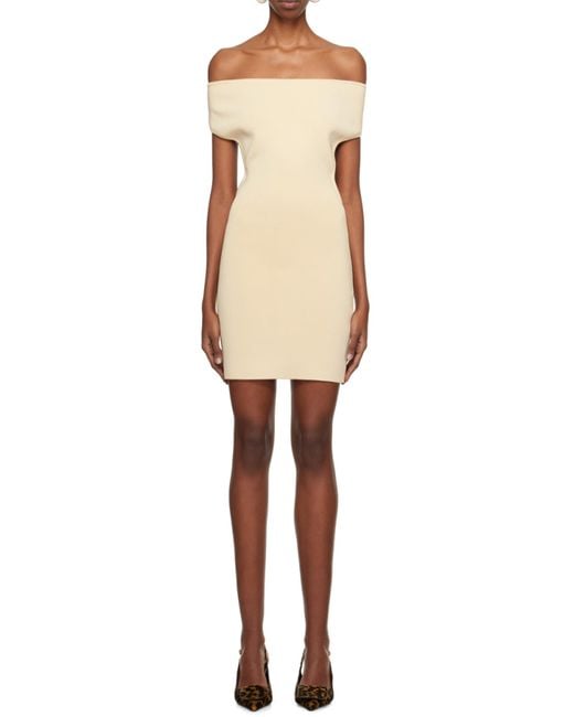 Jacquemus Natural La Robe Cubista Off-Shoulder Dress