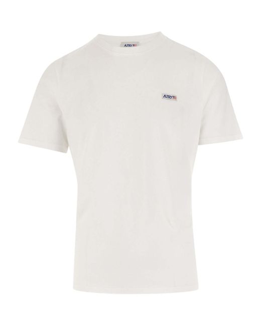 Autry White Logo Label Crewneck T-Shirt for men