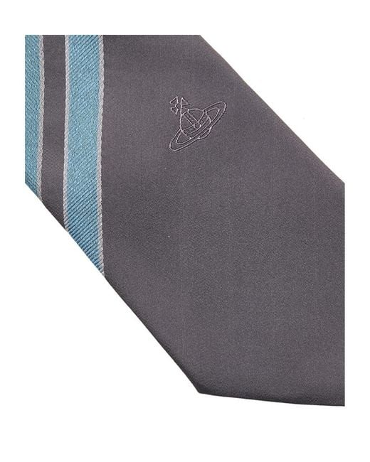 Vivienne Westwood Gray Striped Jacquard Tie for men