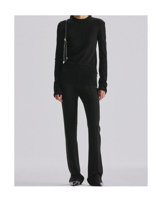 The Row Black Dantea Ribbed-Knit Long-Sleeve Top
