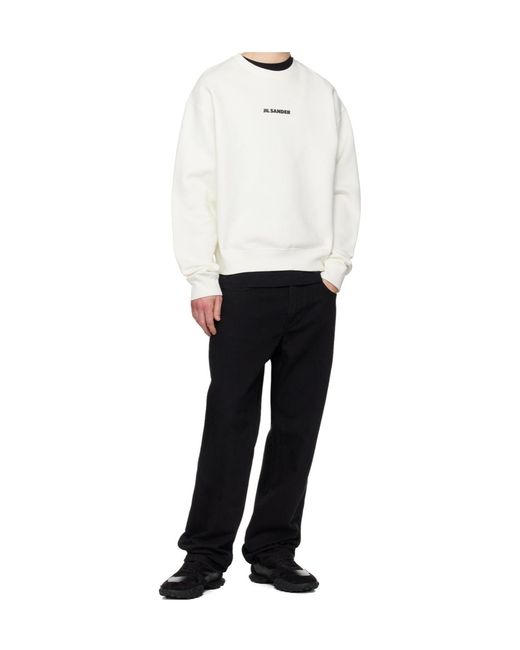 Jil Sander White Logo-Print Sweater for men