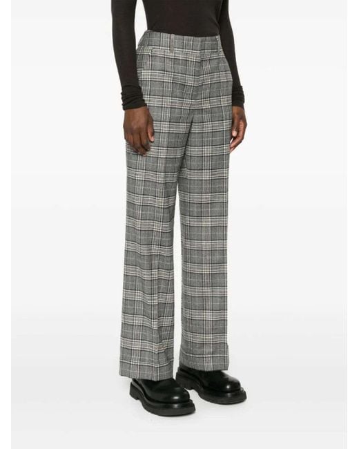Peserico Gray Tartan-Check Trousers