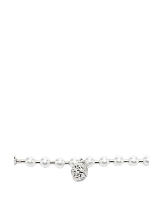 McQueen White Skull Embellished Belt
