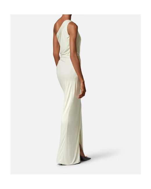 Versace White Viscose-Jersey Draped Gown