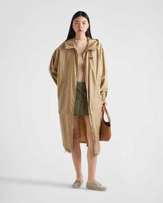 Prada Natural Belted Hooded Raincoat