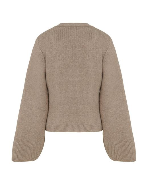Khaite Natural V-Neck Knitted Cardigan