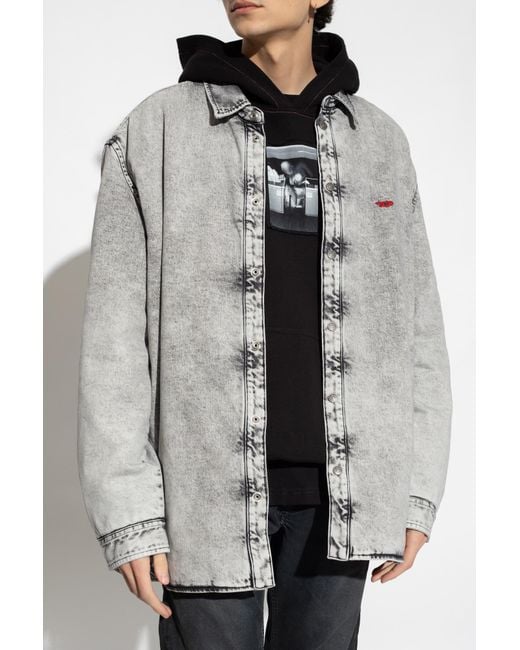 DIESEL Gray D-Flaim- Denim Shirt for men