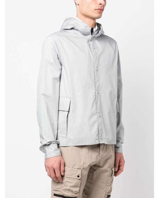 C P Company White Hooded Cotton Shirt Jacket for men