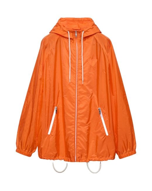 Prada Orange Zip-Up Hooded Jacket