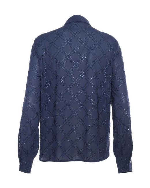 P.A.R.O.S.H. Blue P.A.R.O..H. Long Sleeved Embellished Shirt
