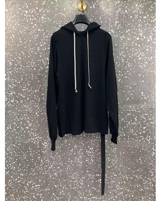 Rick Owens Black Jumbo Cut-Out Cotton Hoodie for men