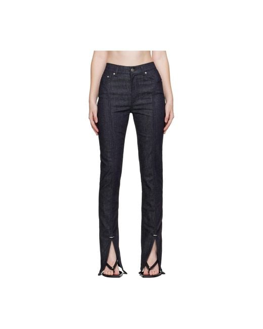 Mugler Blue Paneled Slit Denim Trousers