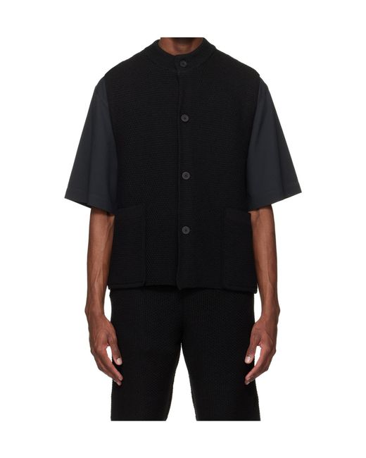 Homme Plissé Issey Miyake Black Crew Neck Knitted Vest for men