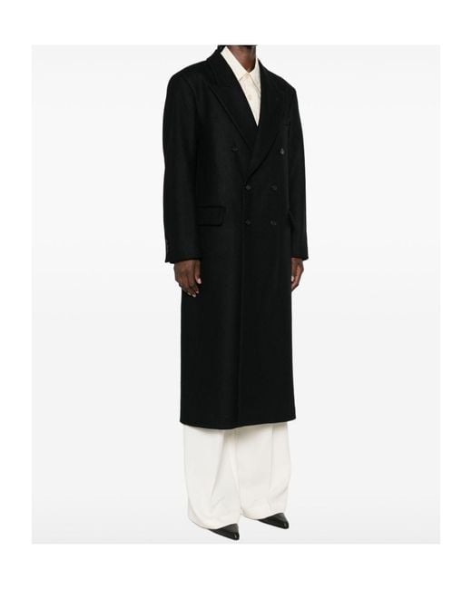 Barena Black Double-Breasted Peak-Lapels Coat