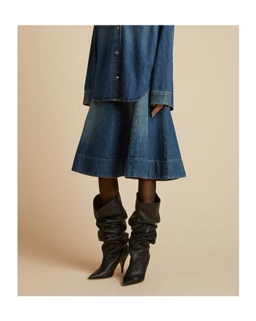 Khaite Blue The Lennox Low-Rise Denim Skirt