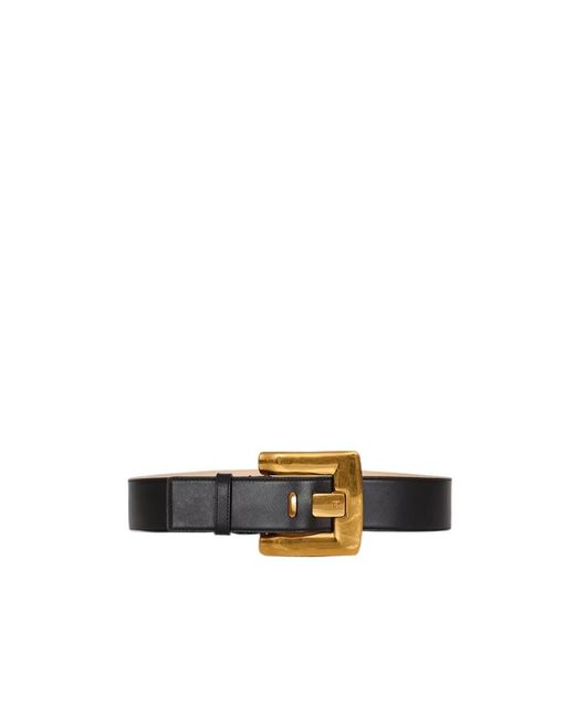 Balmain White Pb-Engraved Buckle Belt