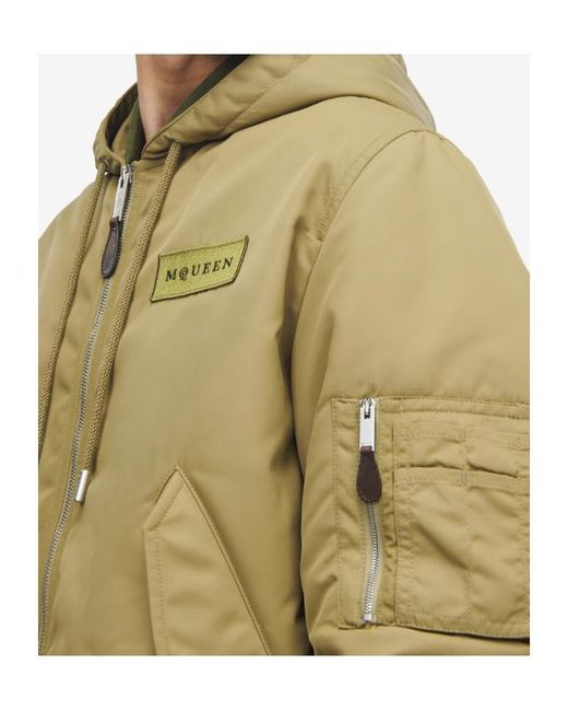 McQueen Green Logo Appliqué Bomber Jacket for men