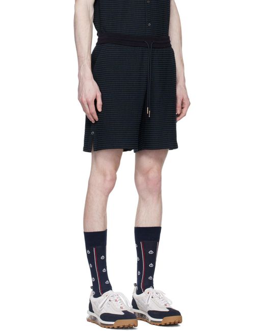 Thom Browne Blue University Stripe-Print Track Shorts for men