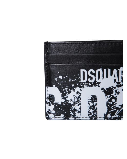 DSquared² Black Splash Icon Printed Card Holder for men