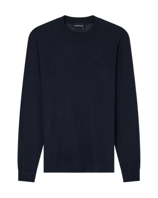Emporio Armani Blue Crewneck Long-Sleeved Jumper for men