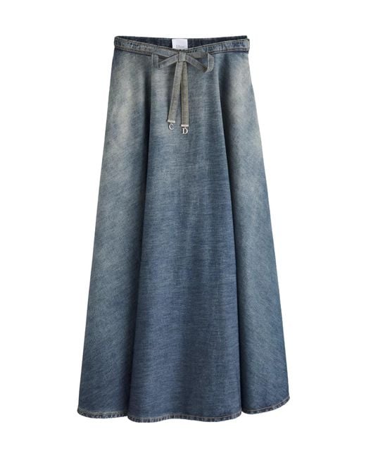 Dior Blue Mid-Length Belted Skirt