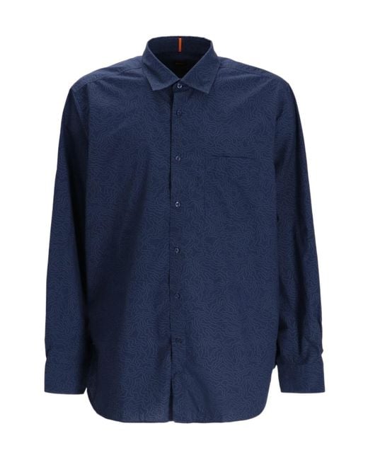 Boss Blue Long-Sleeved Shirt for men