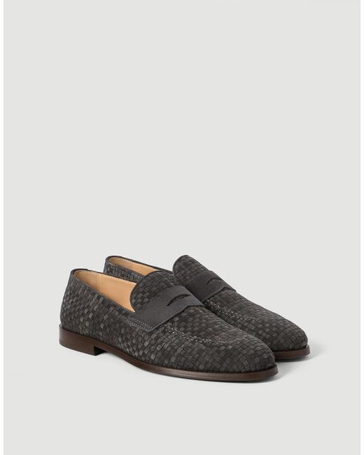 Brunello Cucinelli Brown Round-Toe Loafers for men
