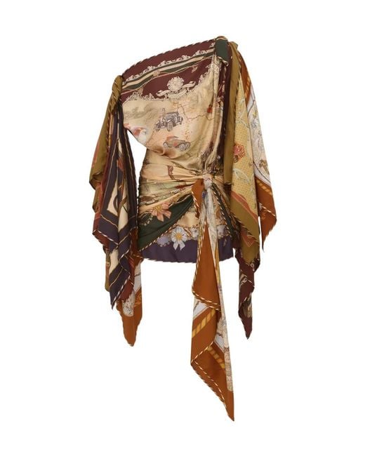 Zimmermann Brown Draped Scarf-Style Dress