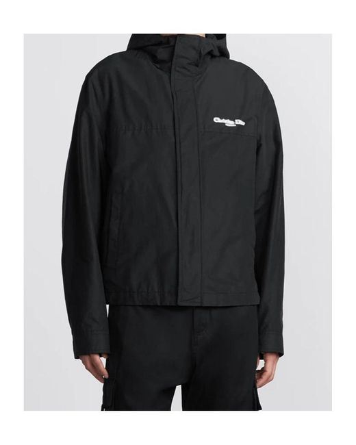 Dior Black Homme Logo Printed Long-Sleeved Jacket for men