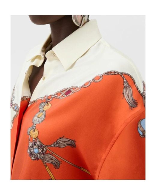 Versace Red Printed Silk Twill Shirt