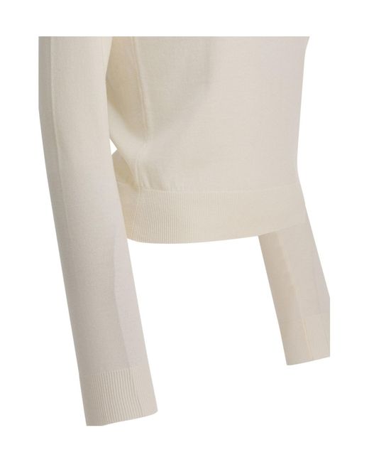 McQueen White Ruffled Neck Knitted Jumper