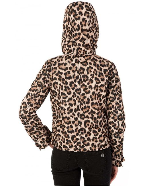 Michael Kors Black Leopard Printed Hooded Coat