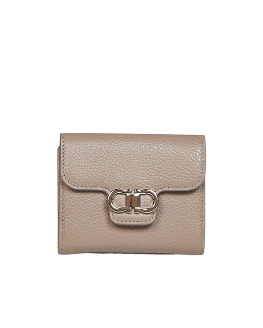 Ferragamo White Gancini Leather Wallet