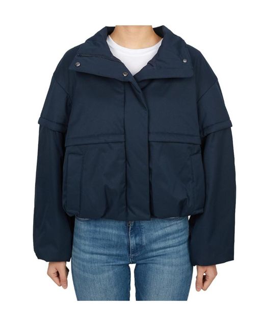 Max Mara Blue Long-Sleeved Cotton-Padded Jacket